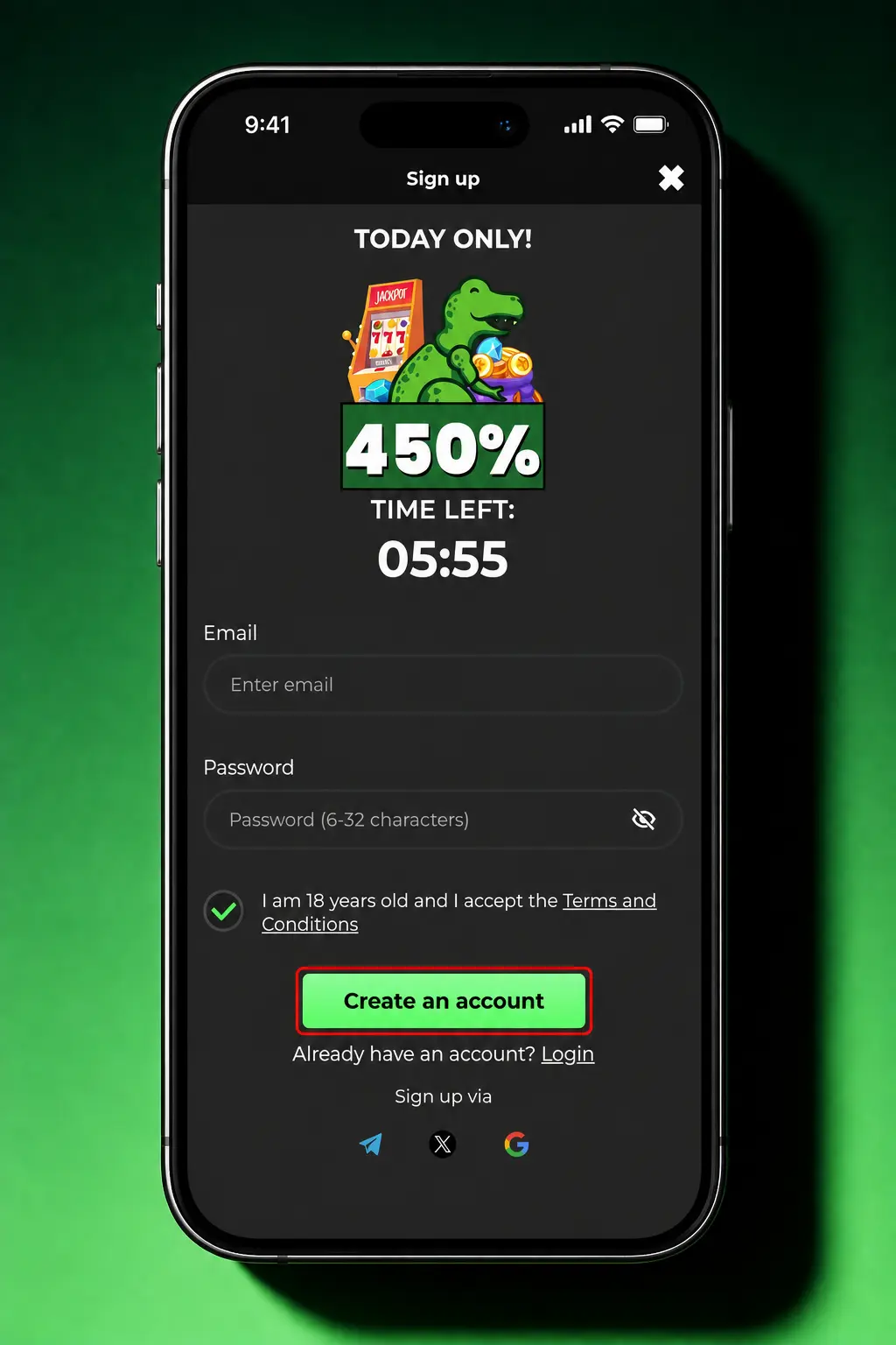 Step-by-step guide showing how to register a new account on Raptor Wins United Kingdom.